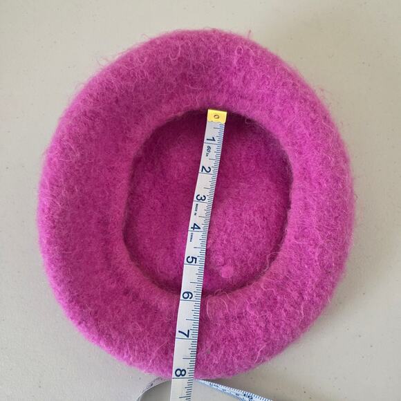 Wool Blend Pink Fuzzy Beret Hat Girl Youth Small Winter Accessory - Picture 7 of 9